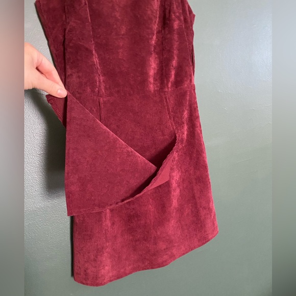 mini dress sleeveless corduroy Madam Rage burgundy red high neck side zip UK8 - Picture 4 of 15